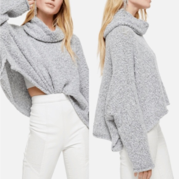 Free people BFF sweater in gray oversized cowl neck women’s size S - Picture 1 of 6